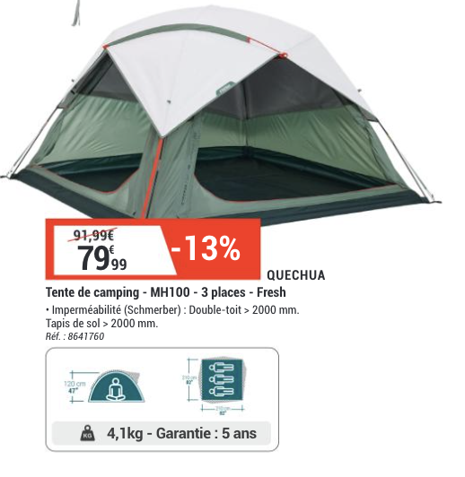 tente de camping mh100 3 places fresh
